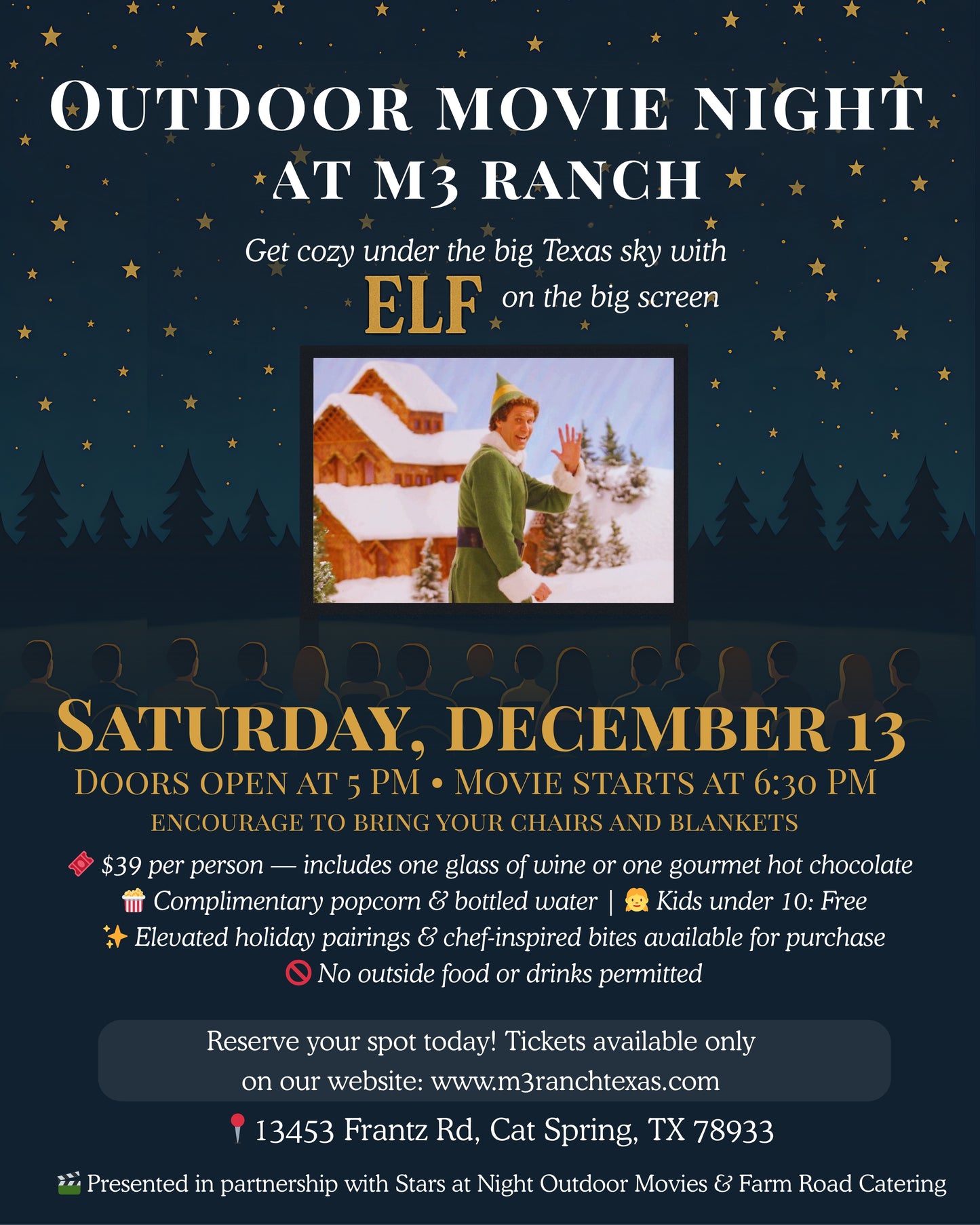 Outdoor Movie Night: ELF at M3 Ranch