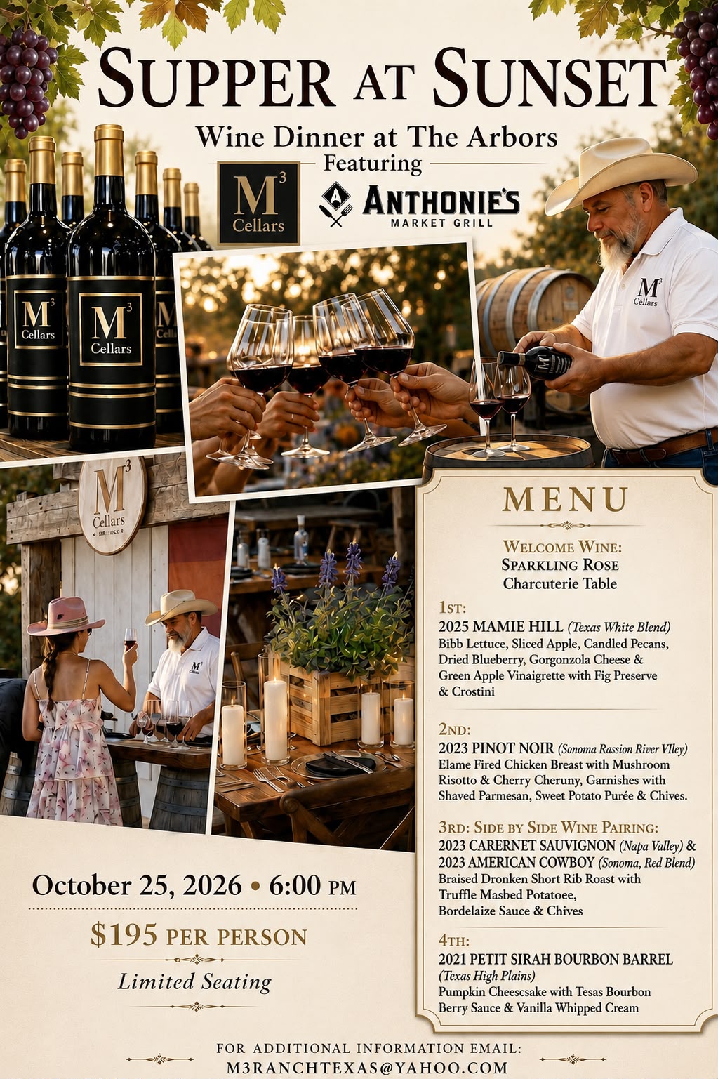The Arbors --- SUPPER AT SUNSET Wine Dinner