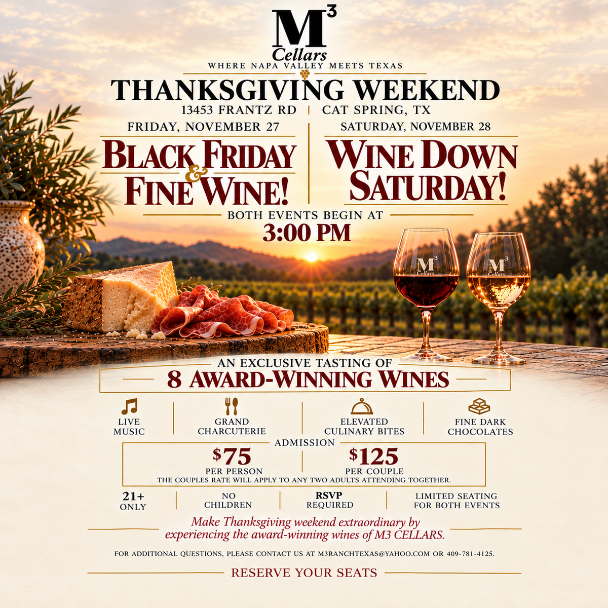 Thanksgiving Weekend at M³ Cellars 🍷